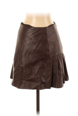 VTG douglas hannant Brown Leather Pleated Mini Skirt 2